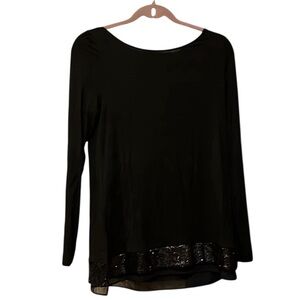 White House Black Market  Sz Small Black Top with Sequins